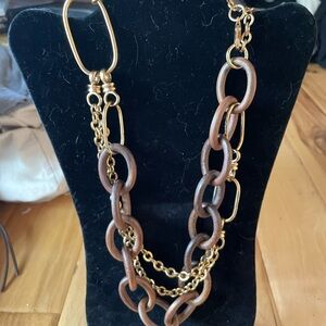 Chic Gold and Brown Chain Necklace